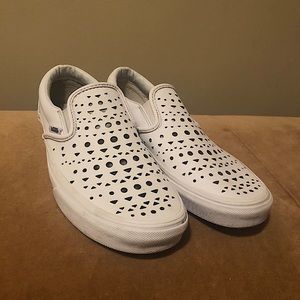 Vans white slip on shoes